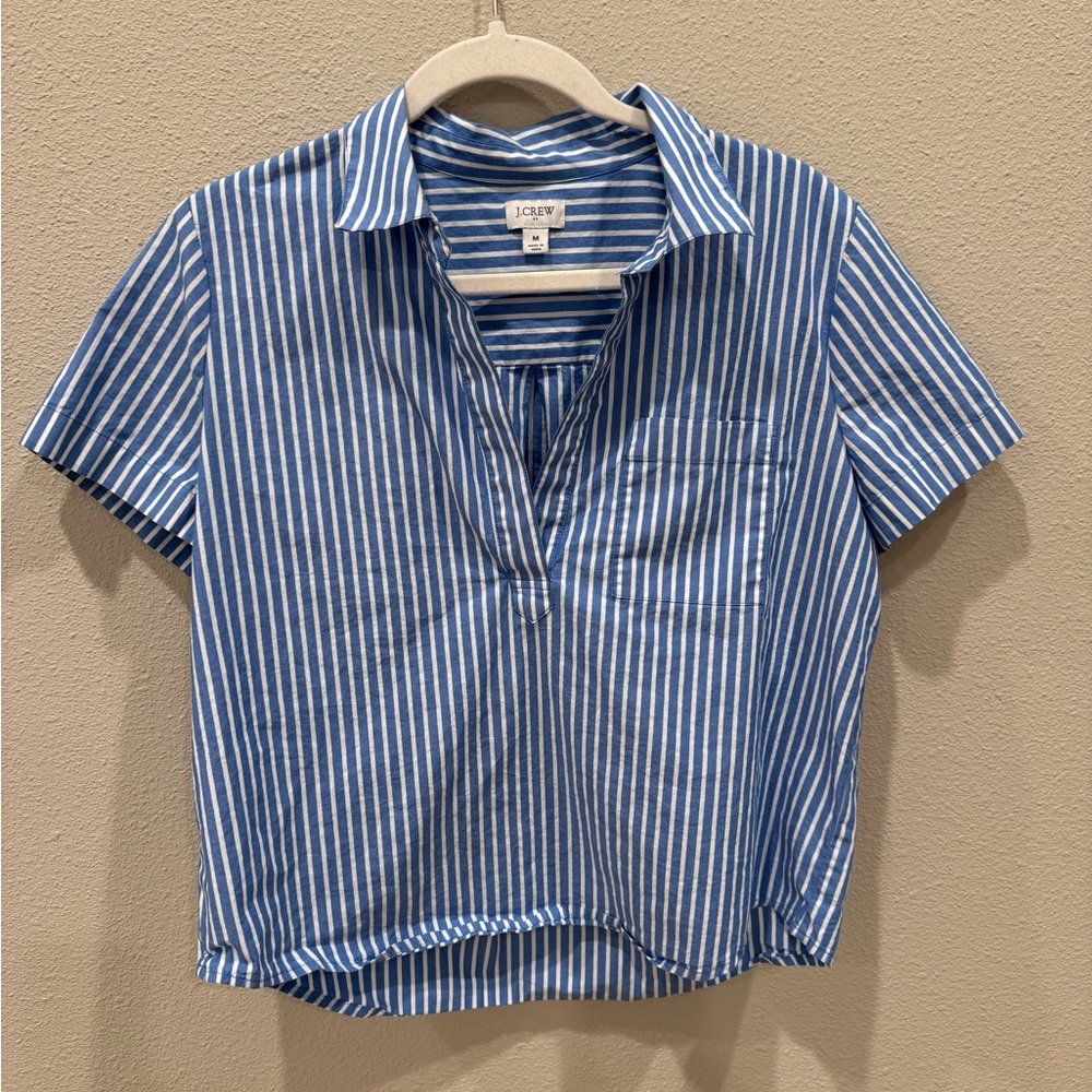 J. Crew Blue Striped Women's Top, Size Medium